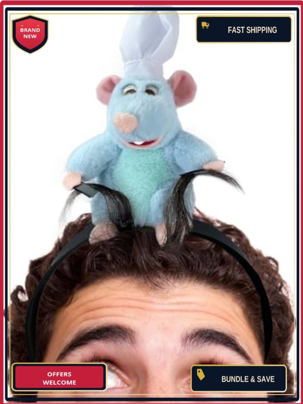 Plush Rat Headband Costume Headband Clip Funny Cosplay Party Adult